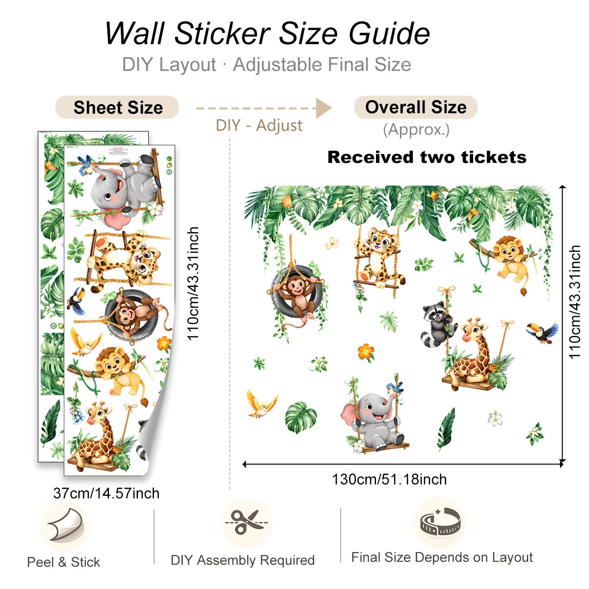 Jungle dieren muurstickers voor kinderen
