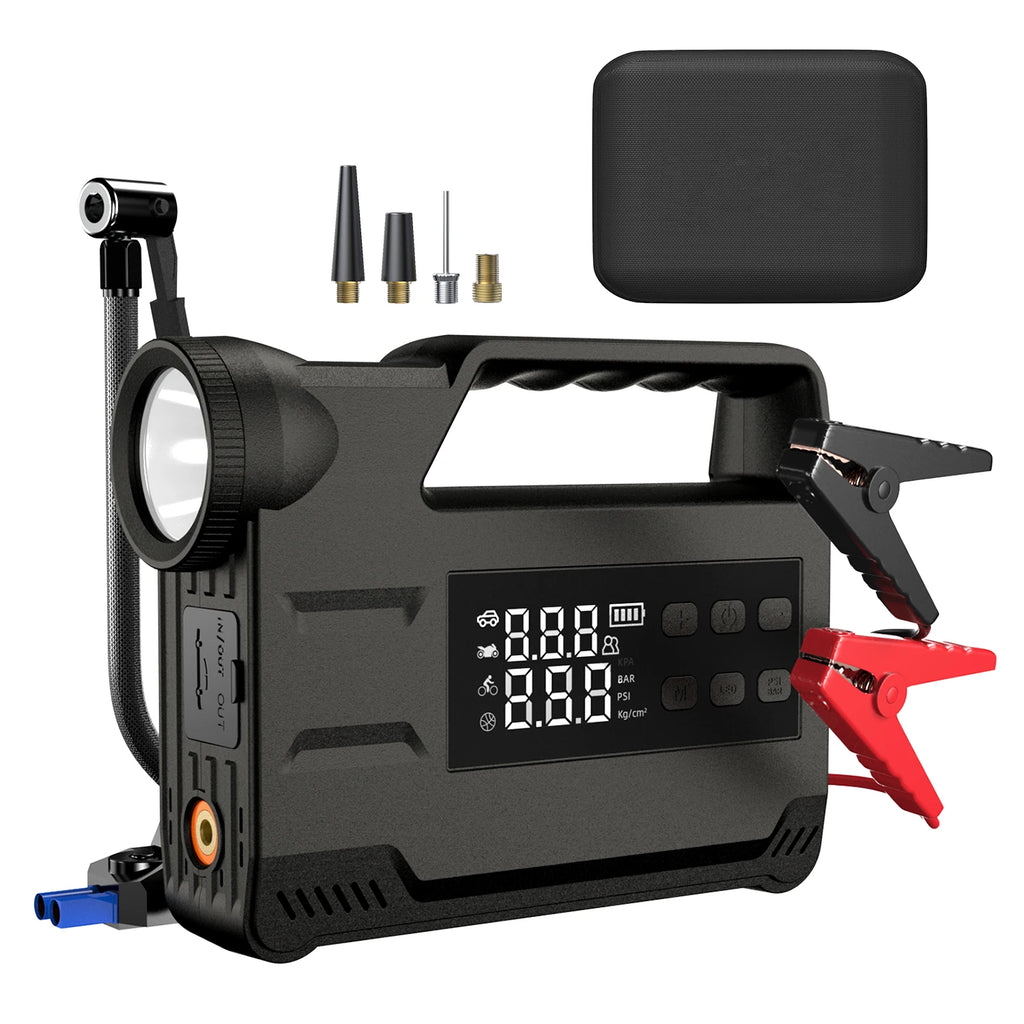 6-in-1 jumpstarter met bandenpomp en powerbank