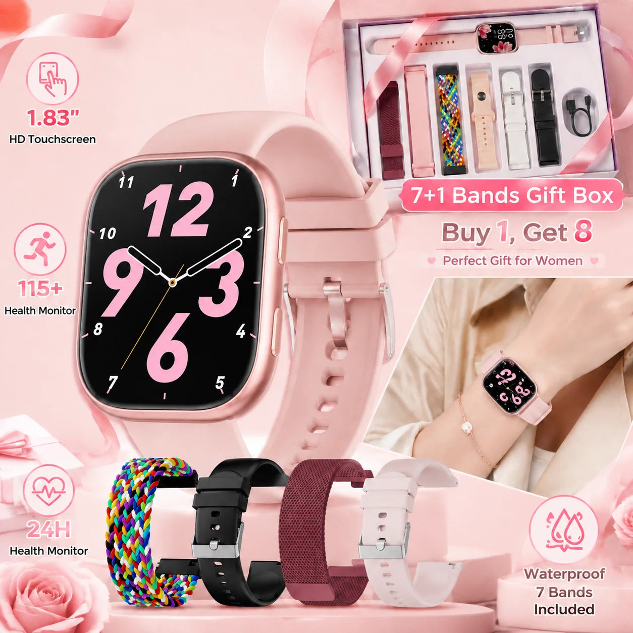 Dames smartwatch fitness tracker