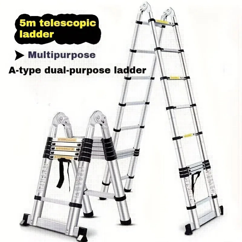 Uitschuifbare telescopische ladder van roestvrij staal