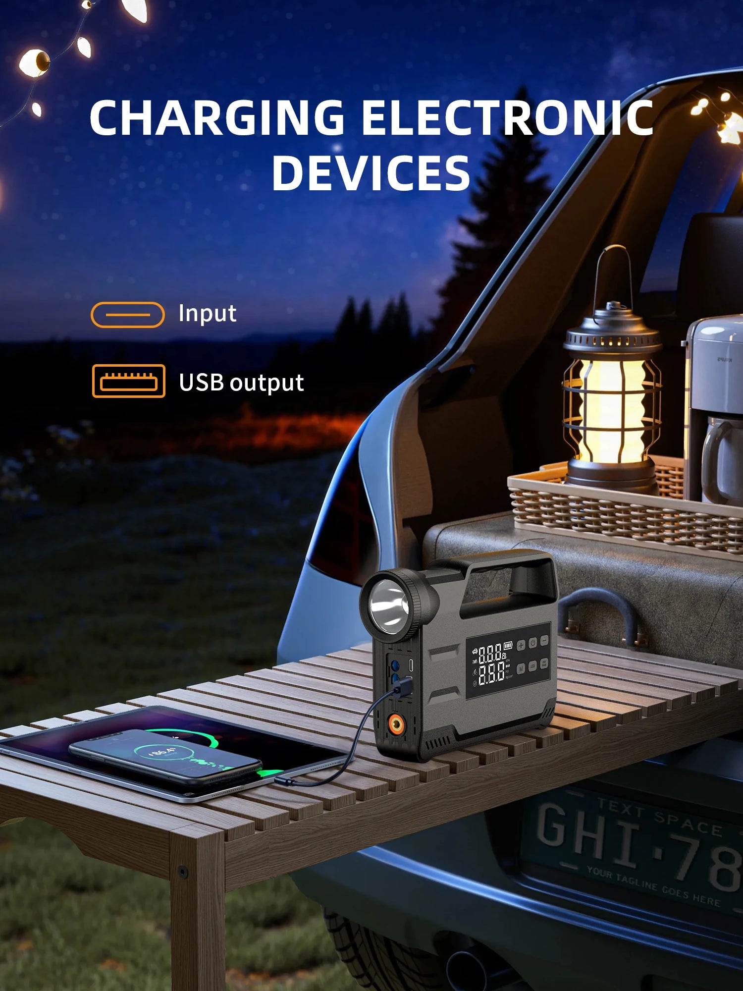 6-in-1 jumpstarter met bandenpomp en powerbank