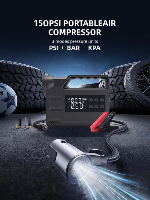 6-in-1 jumpstarter met bandenpomp en powerbank