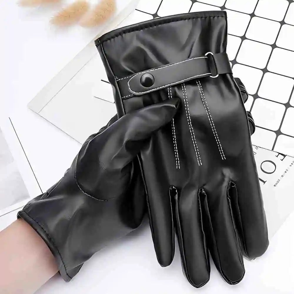 Leren herenhandschoenen met riempje - afbeelding 3