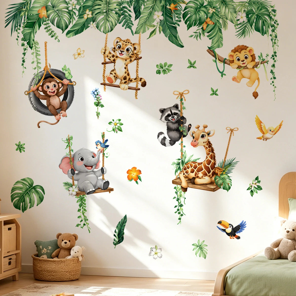 Jungle dieren muurstickers voor kinderen