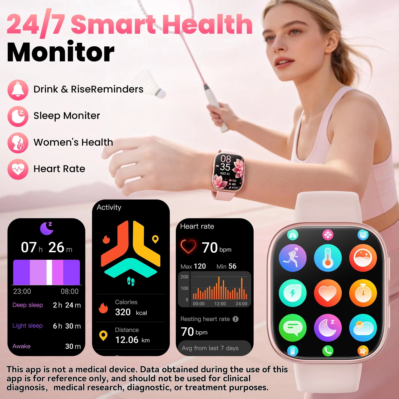 Dames smartwatch fitness tracker