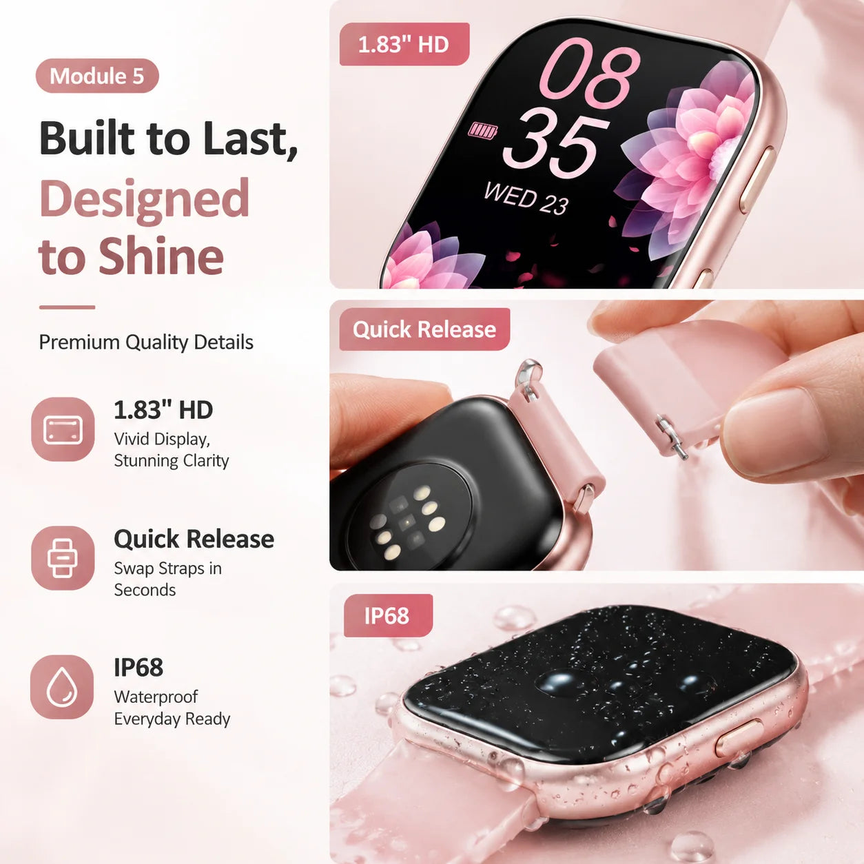 Dames smartwatch fitness tracker