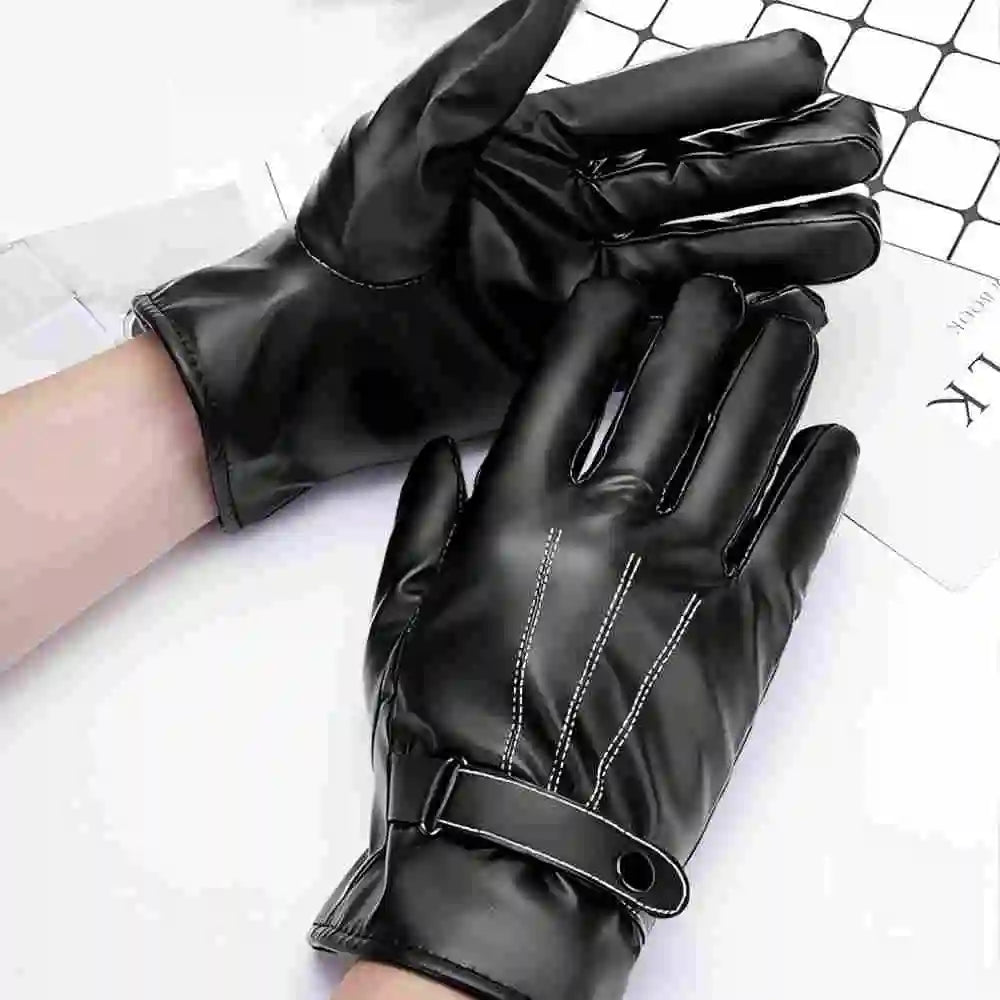 Leren herenhandschoenen met riempje - afbeelding 4