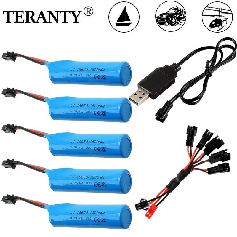 3.7V 1500mAh 18650 Li-ion Accu met Oplader