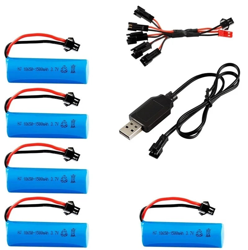 3.7V 1500mAh 18650 Li-ion Accu met Oplader