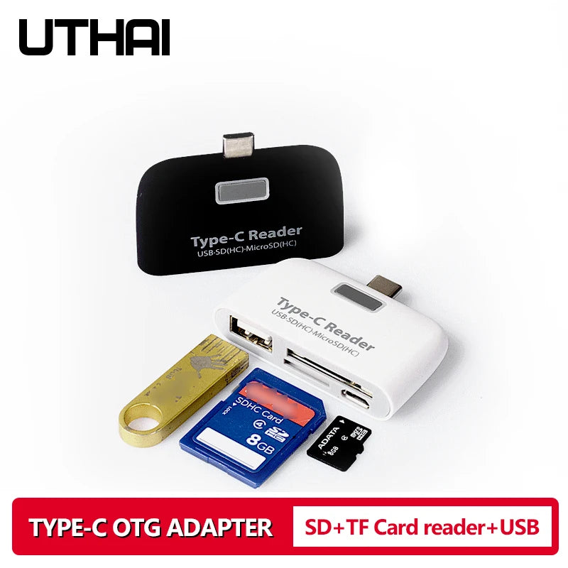 USB-C Multifunctionele Kaartlezer met OTG-adapter