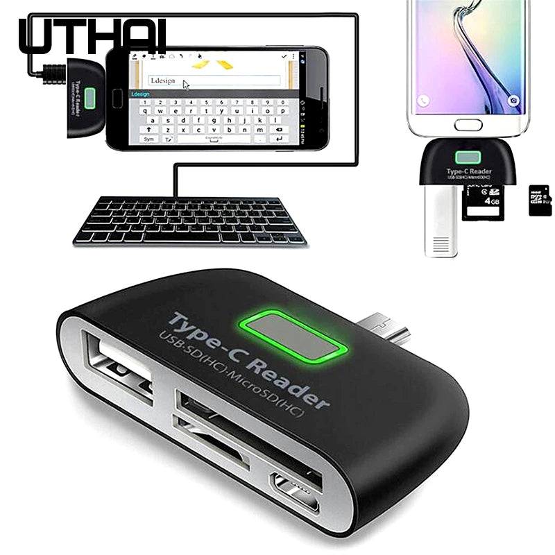 USB-C Multifunctionele Kaartlezer met OTG-adapter