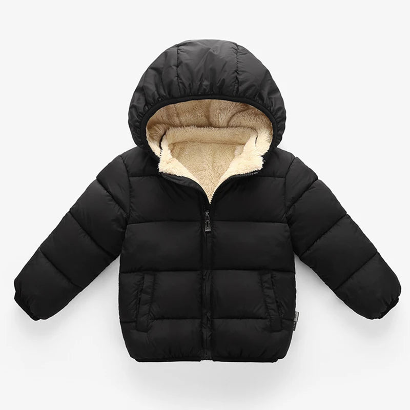 Gevoerde kinderwinterjas met capuchon - afbeelding 3