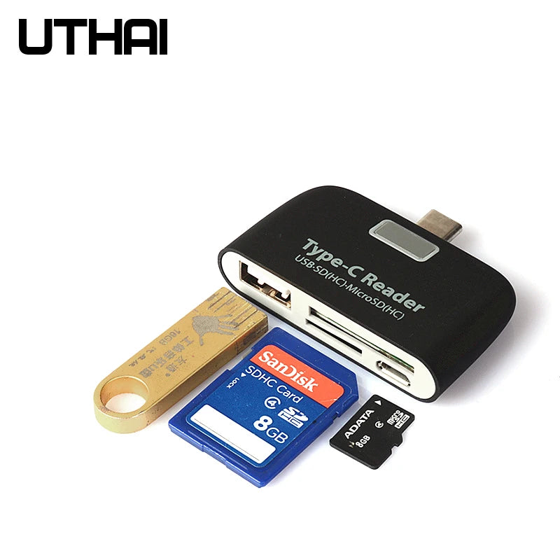 USB-C Multifunctionele Kaartlezer met OTG-adapter