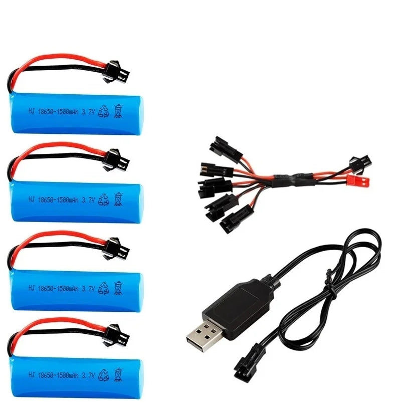 3.7V 1500mAh 18650 Li-ion Accu met Oplader