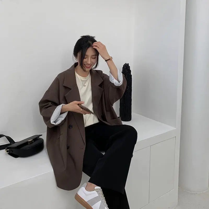Losse blazer met dubbele rij knopen - afbeelding 11