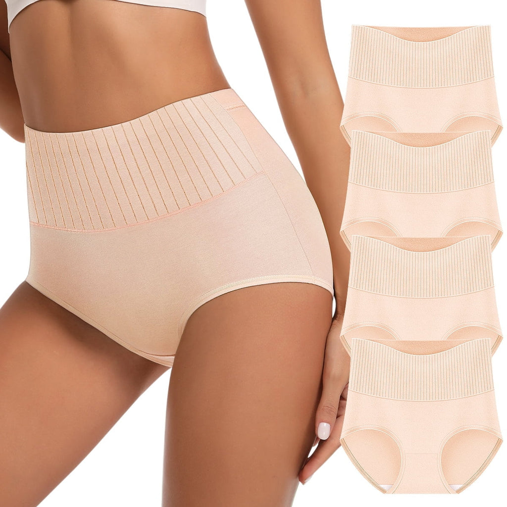 MEIYATING 4-delige hoge taille dames slip, ribbed band