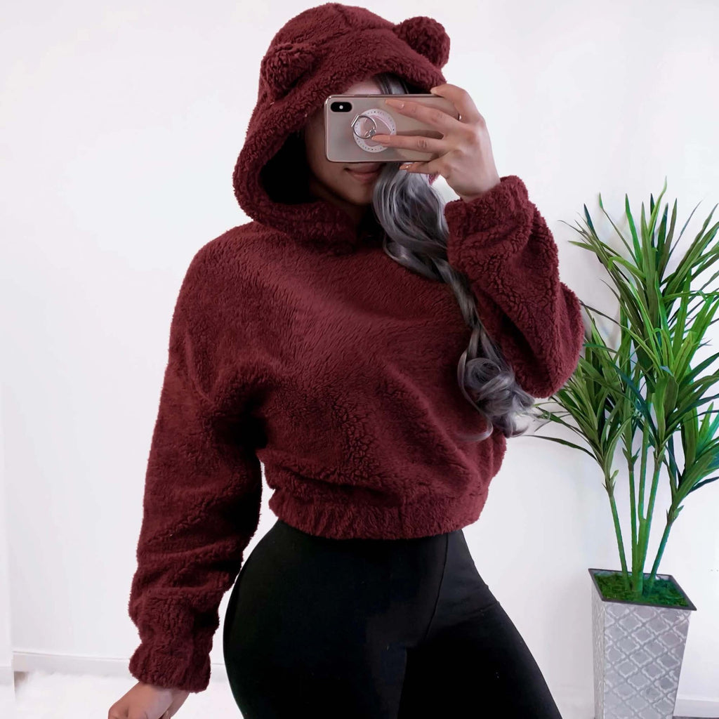 Teddy hoodie met berenoortjes - afbeelding 6