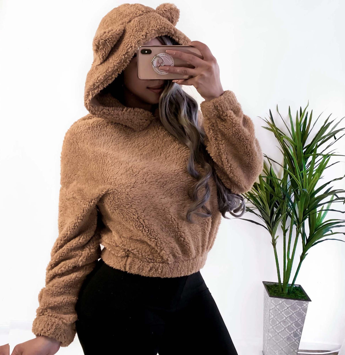 Teddy hoodie met berenoortjes - afbeelding 5
