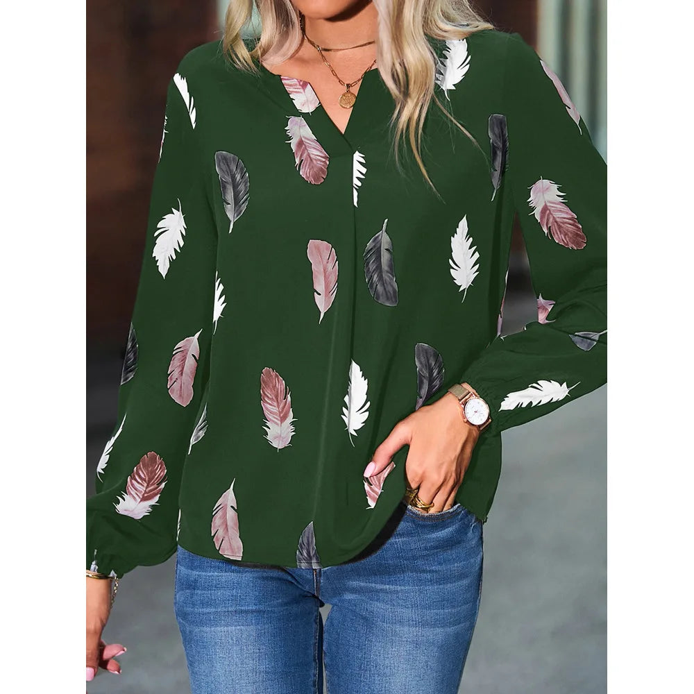 Chiffon blouse met veerprint - afbeelding 23