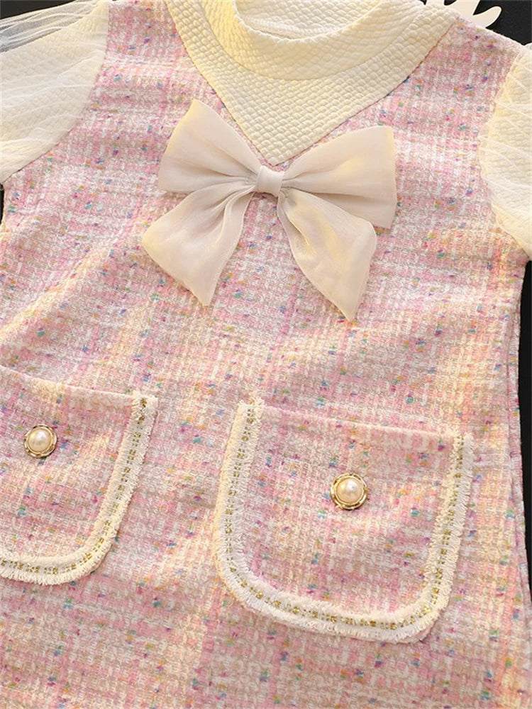 Tweed babyjurk met strik - afbeelding 11