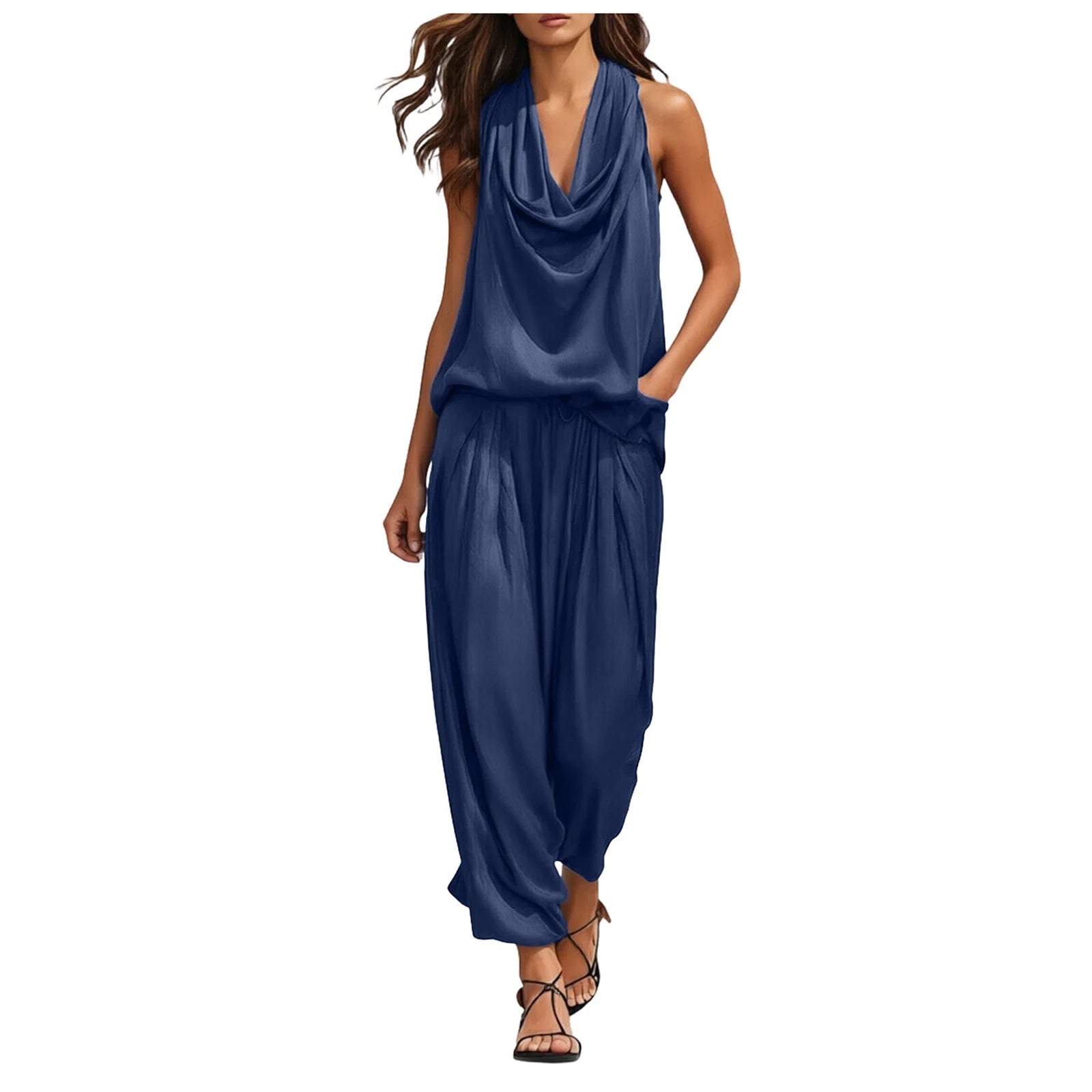 Elegante satijnen 2-delige dames set