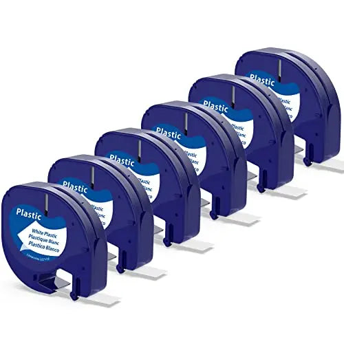 Labeltape voor labelprinter, wit-op-zwart (6-pack)