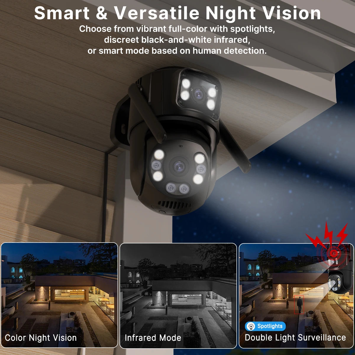 Slimme outdoor IP-camera met PTZ-functie en AI-detectie