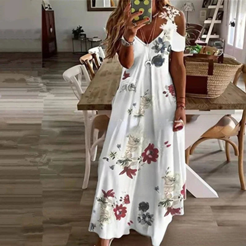 Bedrukte maxi-jurk met kant - afbeelding 4