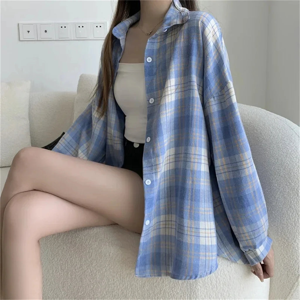 Oversized geruite blouse - afbeelding 9