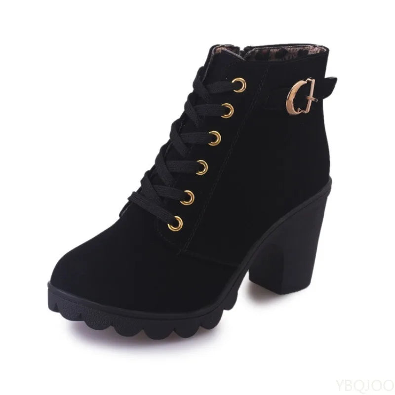 Veterboots met blokhak - afbeelding 4