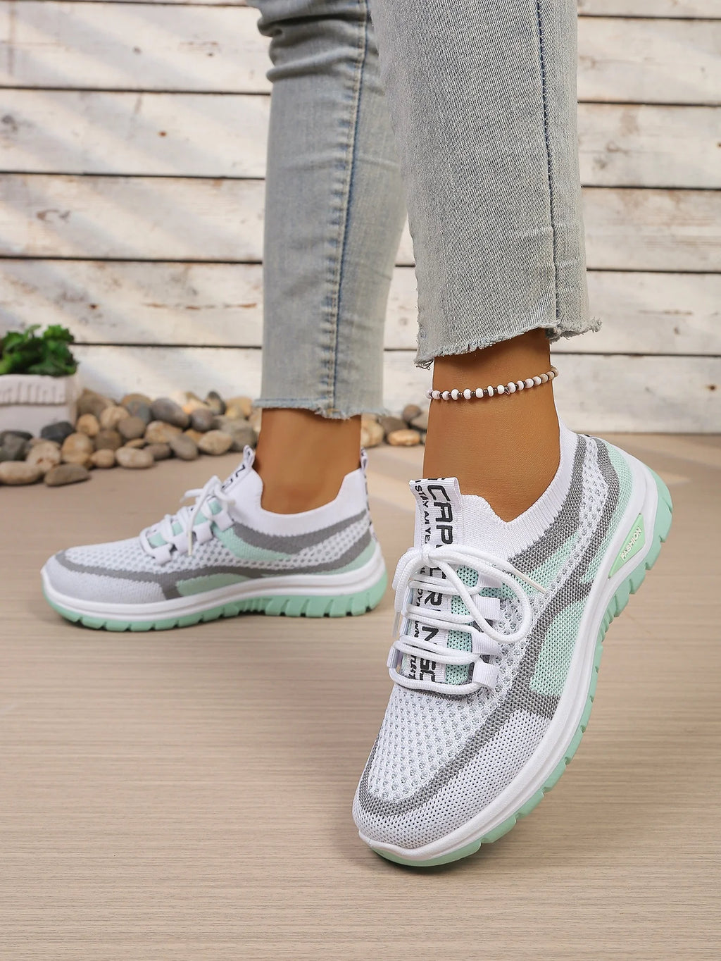 Tweekleurige gebreide sneakers - afbeelding 18