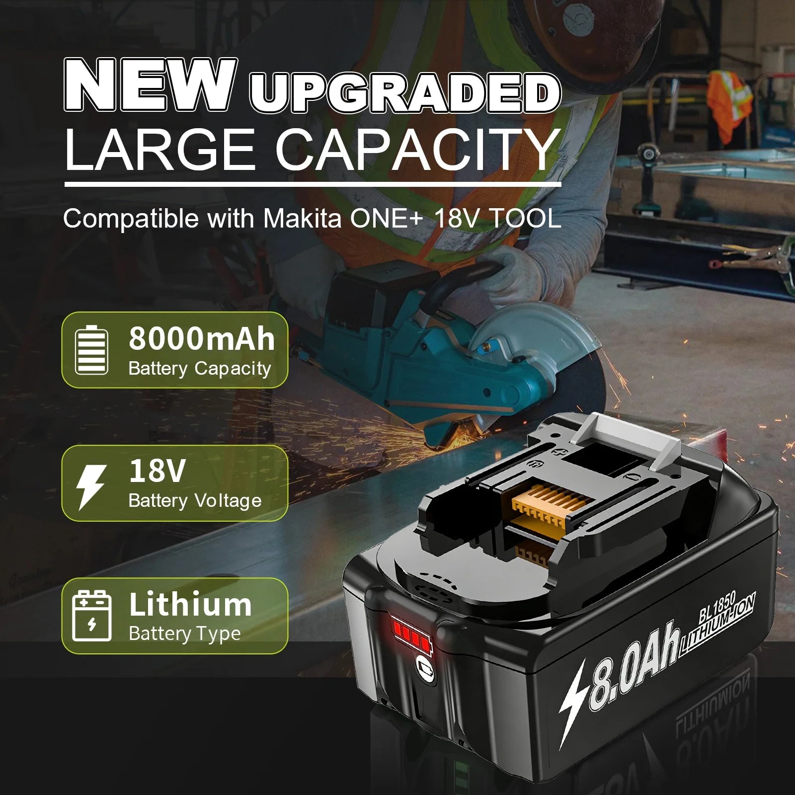 Vervangende Accu 8000mAh voor Makita 18V (met lader)