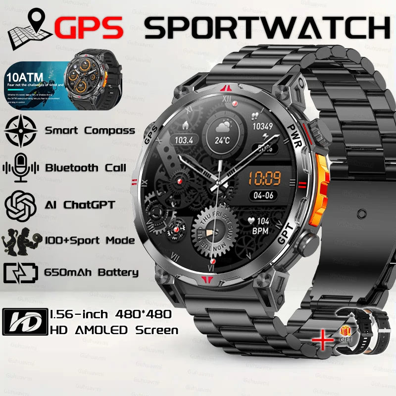 Outdoor GPS Sports Smartwatch voor heren