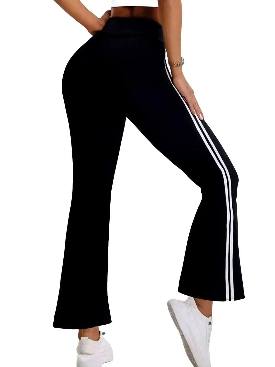 Dames flared sportbroek met zijstrepen