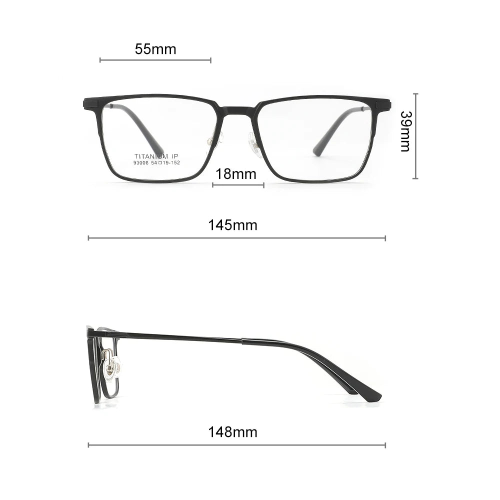 Titanium bril met clip-on zonnebril