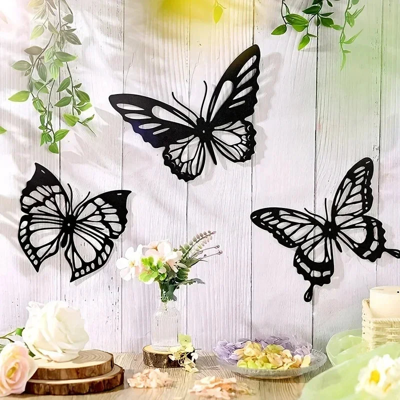 3-delige metalen wanddecoratieset met vlinders, libellen en kolibries