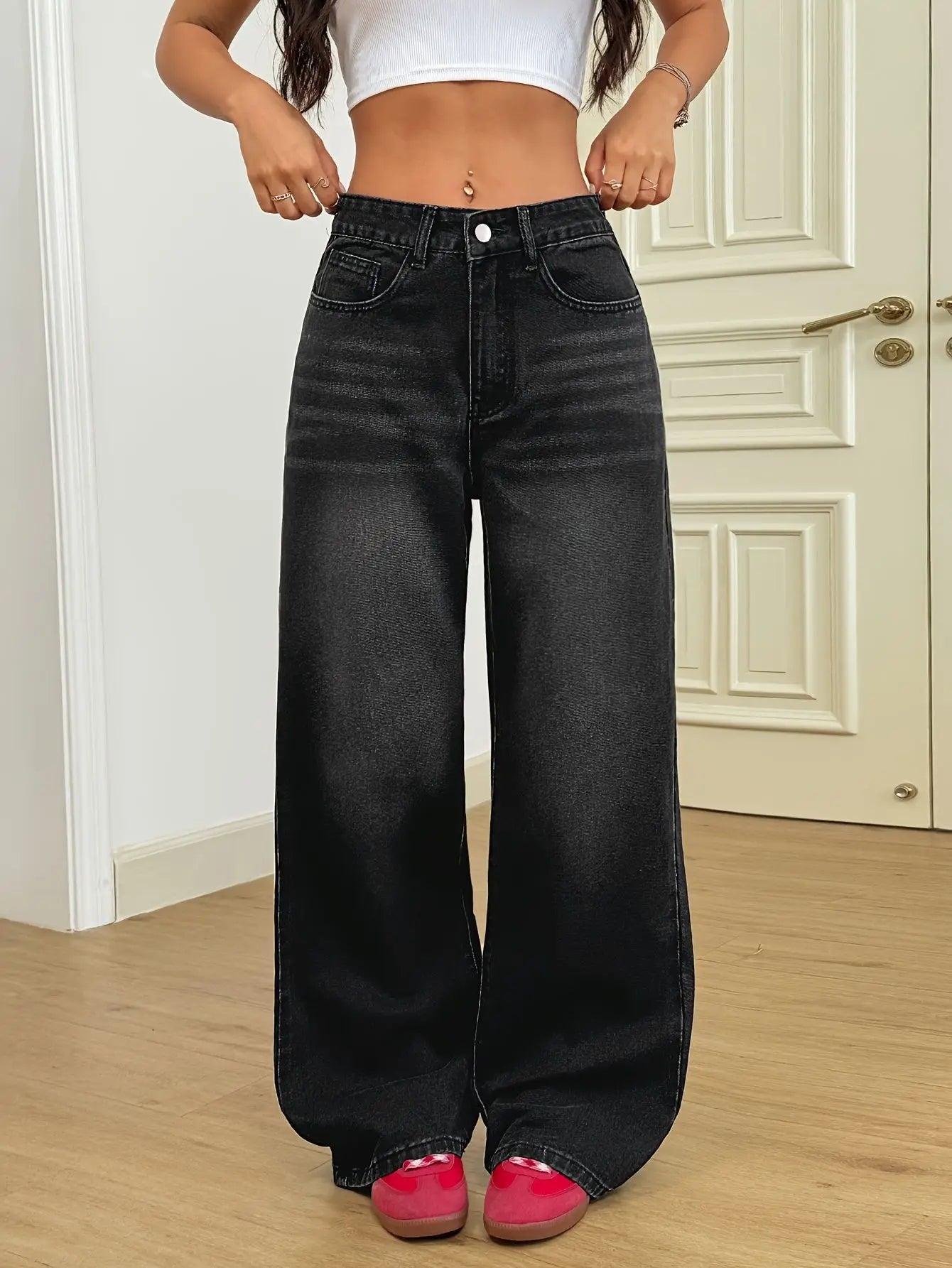 Retro high waist damesjeans