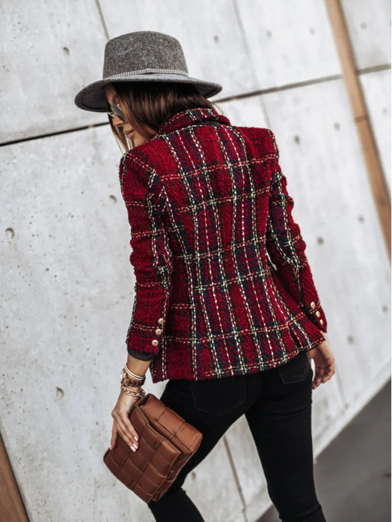 Geruite Dubbelrijige Blazer - afbeelding 4