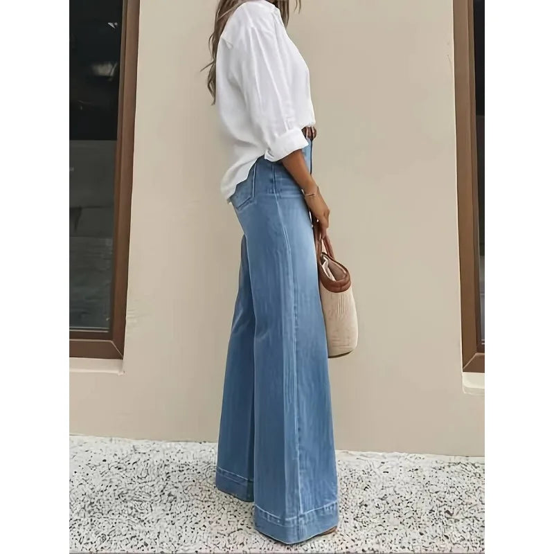 Dames high waist wide leg jeans