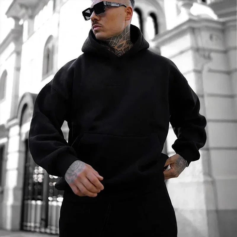 Basic herenhoodie met kangoeroezak - afbeelding 5
