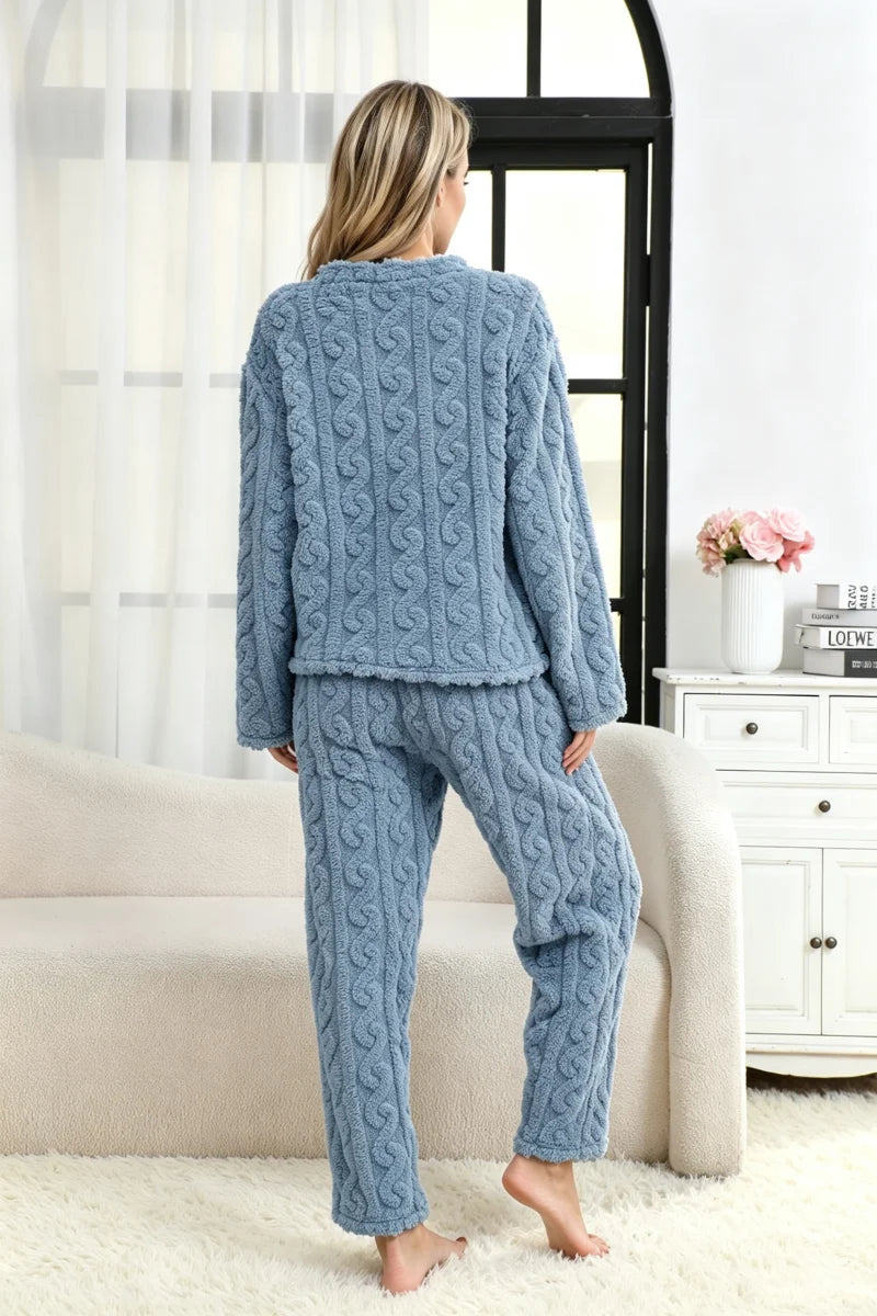 Teddy pyjamaset met kabelmotief - afbeelding 14