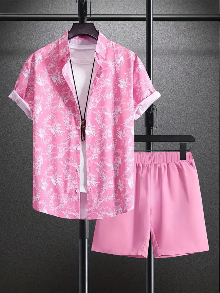 Hawaiiaanse heren 2-delige set met bladprint