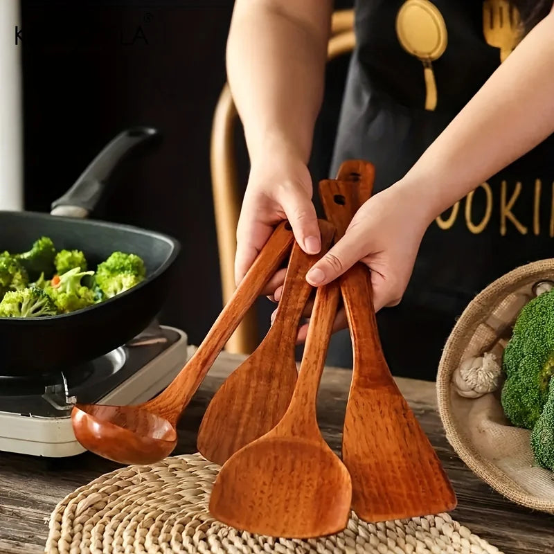 4-delige houten keukengereedschapset