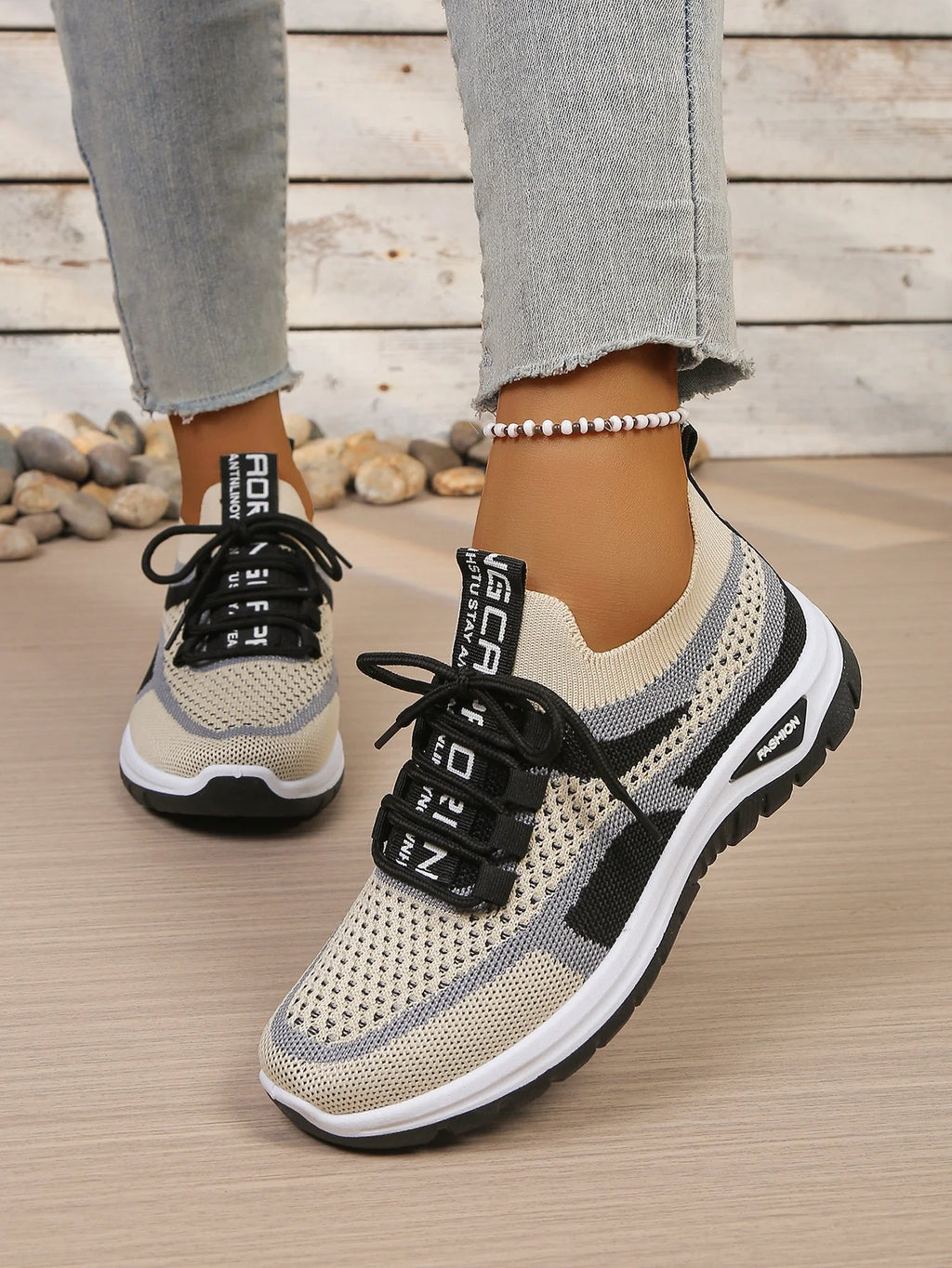 Tweekleurige gebreide sneakers - afbeelding 11