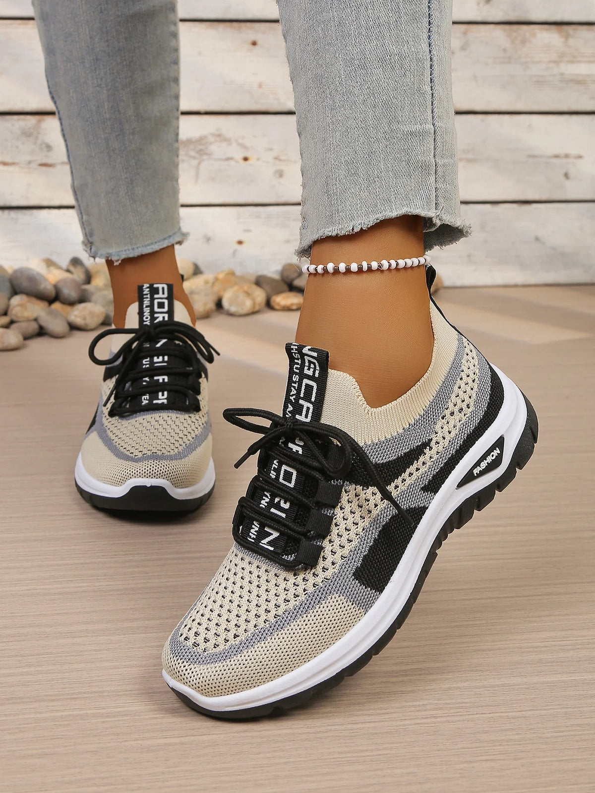 Tweekleurige gebreide sneakers - afbeelding 11