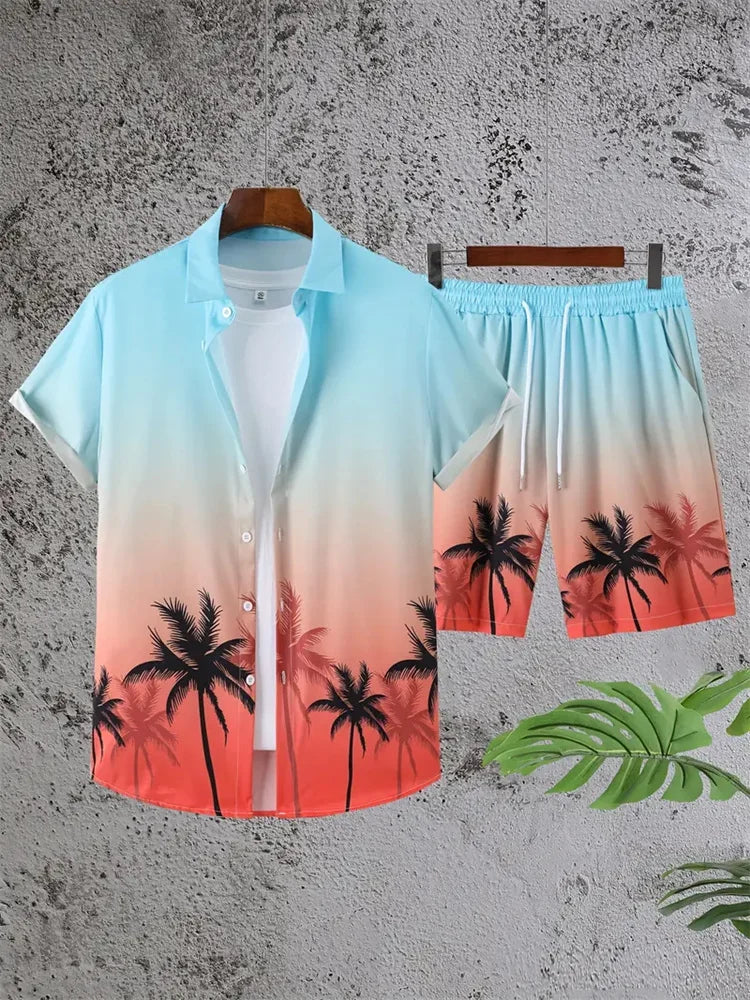 Hawaiiaanse heren 2-delige set met bladprint