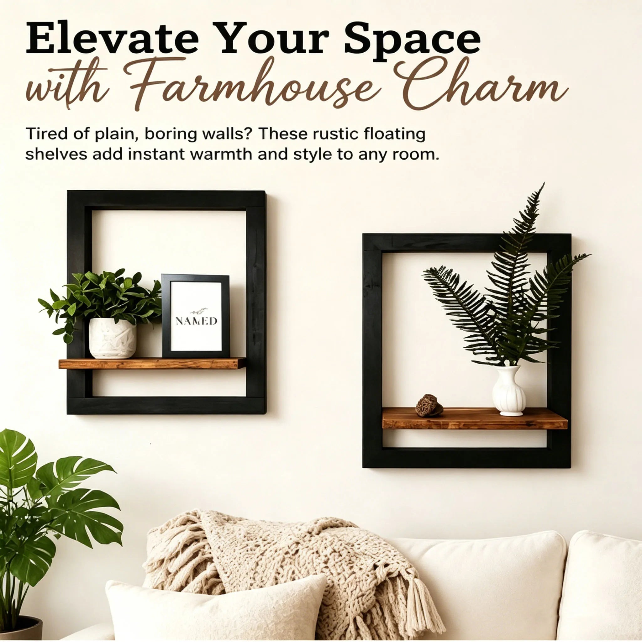 Vintage houten wandplankenset