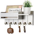 Rustieke houten wandplank met 6 haken voor post en sleutels