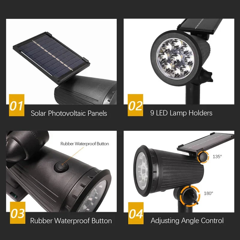 9 LED solar tuinspots