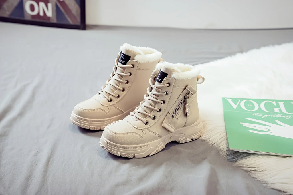 Gevoerde veterboots met plateauzool - afbeelding 16